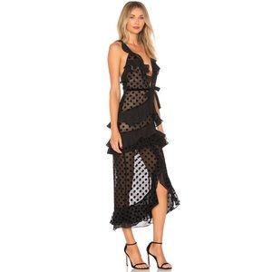 for love and lemons black polka dot dress